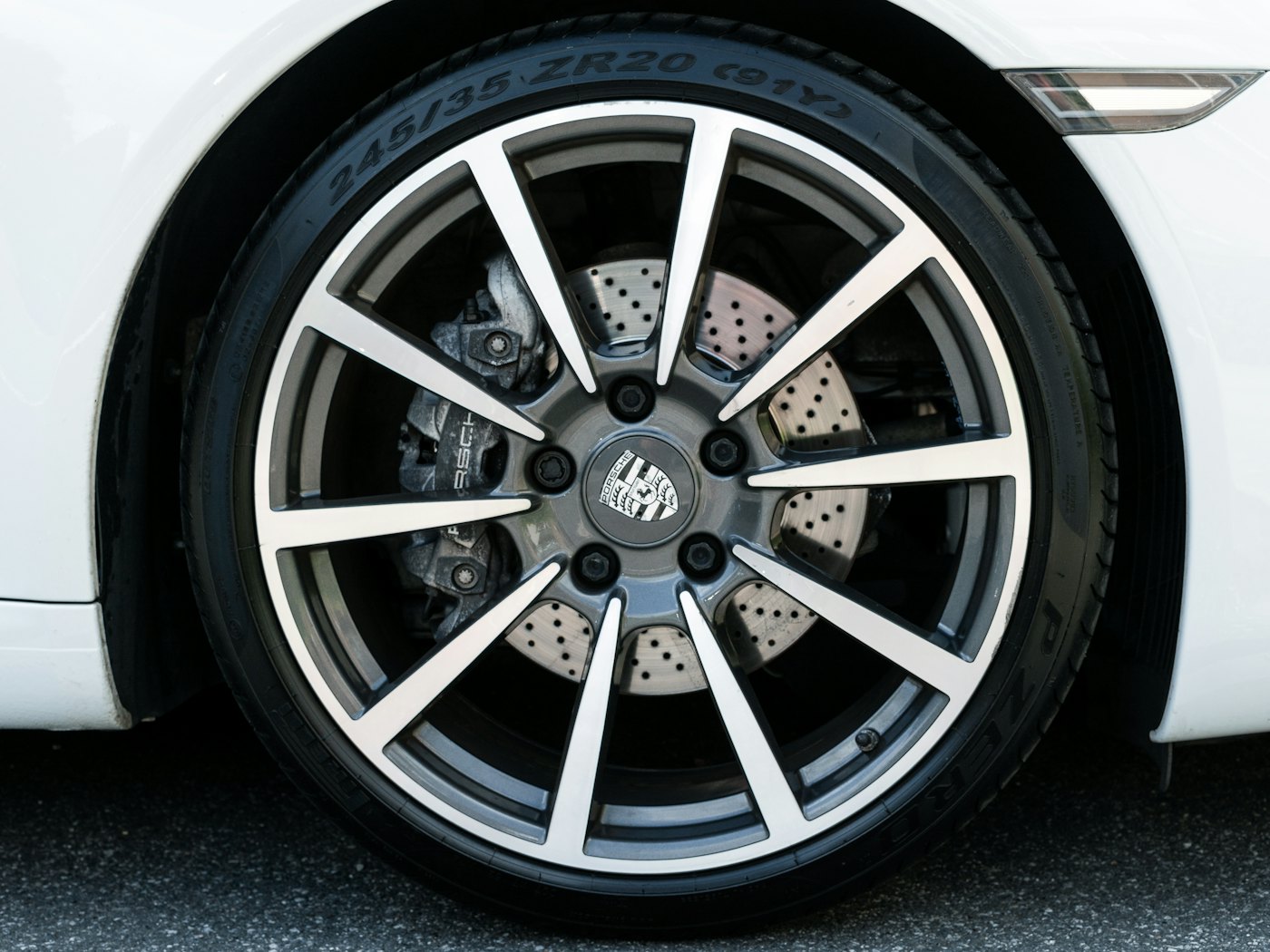 Close-up of an alloy wheel and tyre